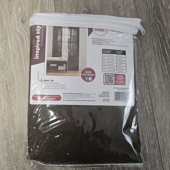 Better Homes And Gardens 84 in Rich Brown Sheer Panel Curtain 1 Pack New - Picture 2 of 4